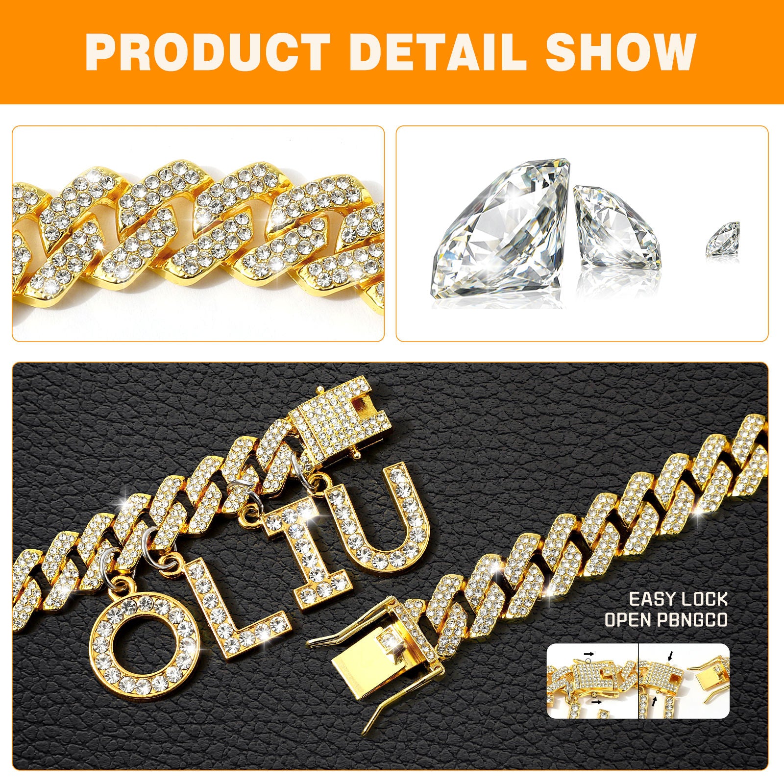 Luxury Alloy Dog Firewood Walking Collar - 5 - CJ