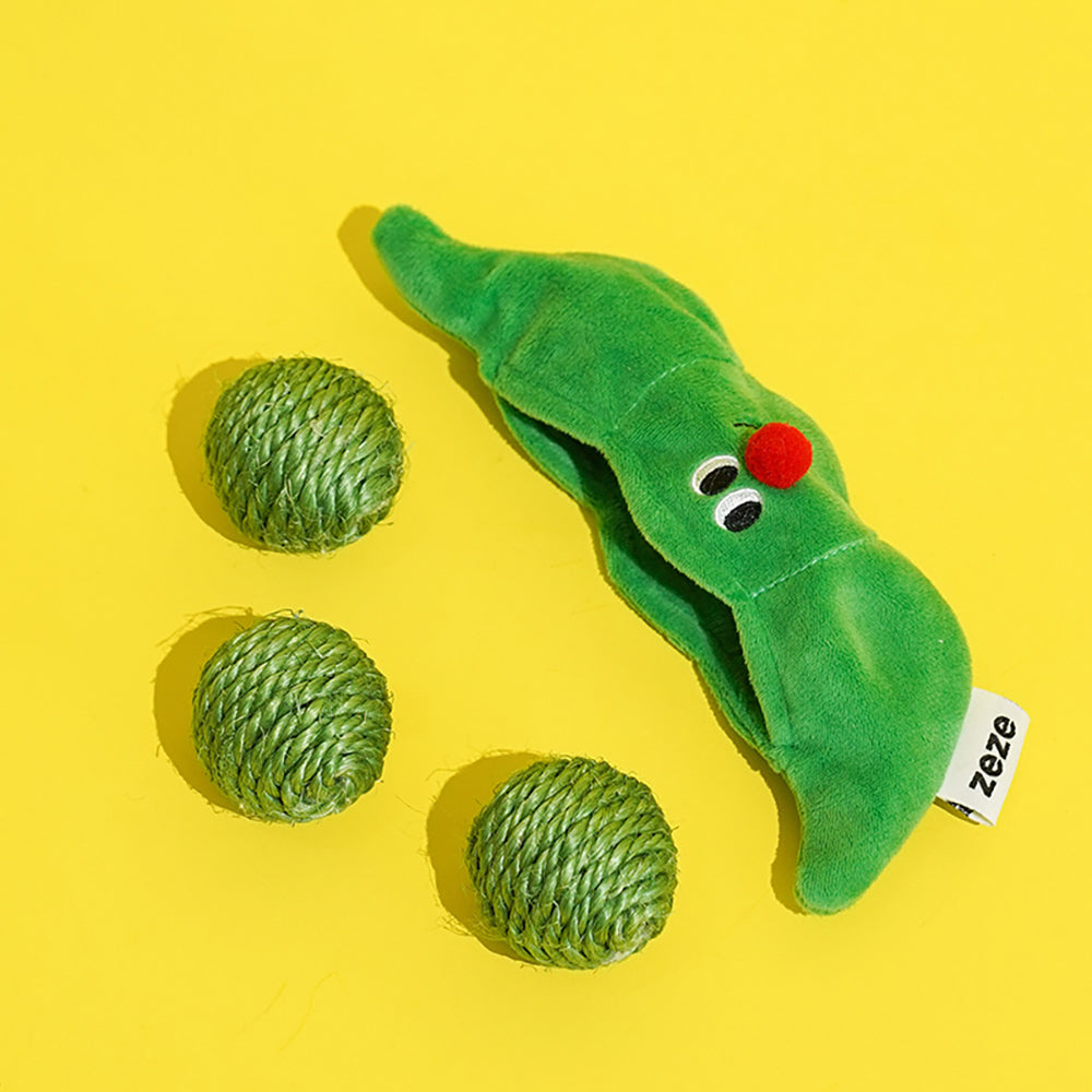 3PCS Cat Toy Balls, Interactive Pet Play Balls Sisal Rope Scratching Chew Ball Toy With Rustling Sound Pea Pod Storage For Indoor Kitten Training Hunting - 5 - CJ