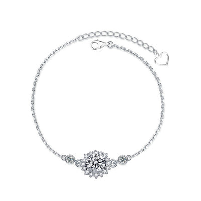Women's Sterling Silver Sunflower Couple Bracelet - 0 - CJ - White - CJSL145911301AZ