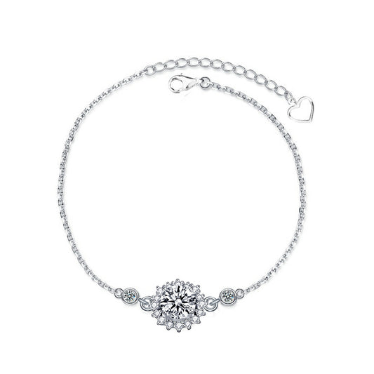 Women's Sterling Silver Sunflower Couple Bracelet - 0 - CJ - White - CJSL145911301AZ