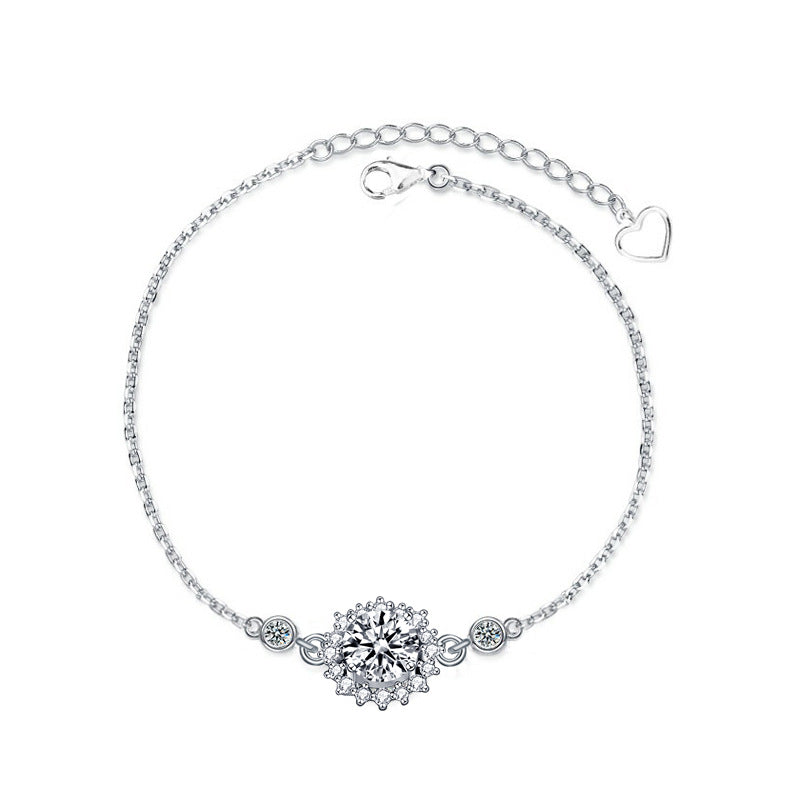 Women's Sterling Silver Sunflower Couple Bracelet - 0 - CJ - White - CJSL145911301AZ