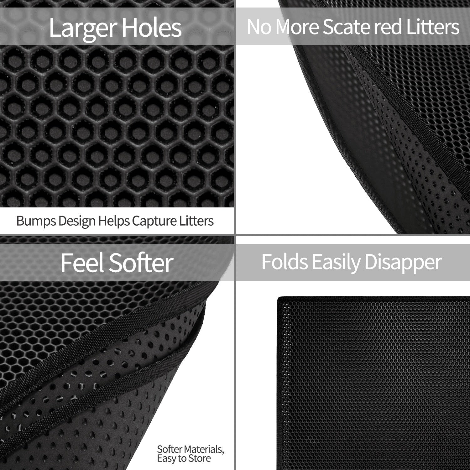 Kitty Cat Litter Mat Trapping Honeycomb Double Layer Design Waterproof Double Layer EVA Cat Litter Pad Waterproof Non - slip Sand Basin Filter Kitten Dog Washable Mattress - 5 - CJ