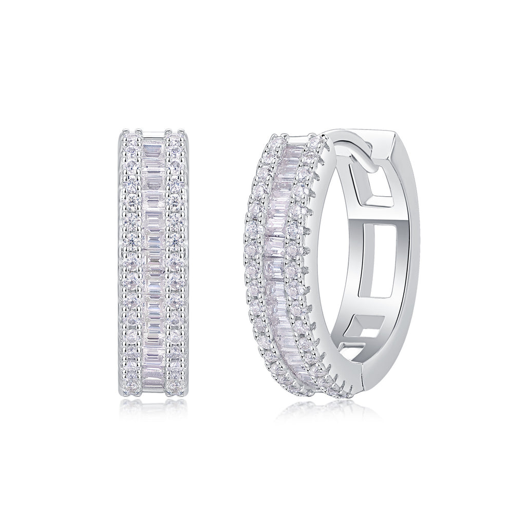 Woven Light Luxury Fashion Diamond Earrings Stud Inlaid With Mosan Diamond Silver Ornaments