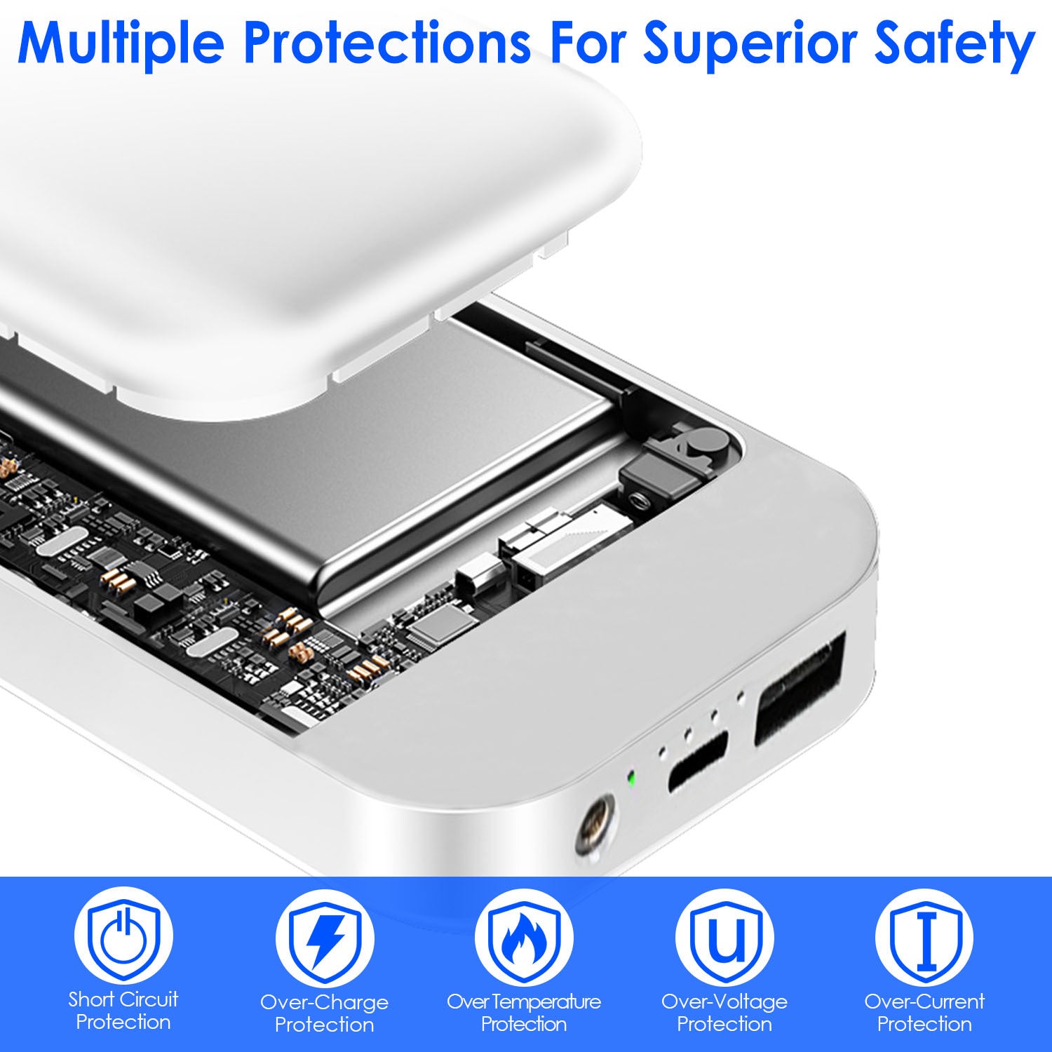 1Pc 10000mAh Portable Charger Battery Pack For Heated Blanket Vest Jacket Power Bank With Type C USB Cable Fit For IOSPhone 14 Android And More