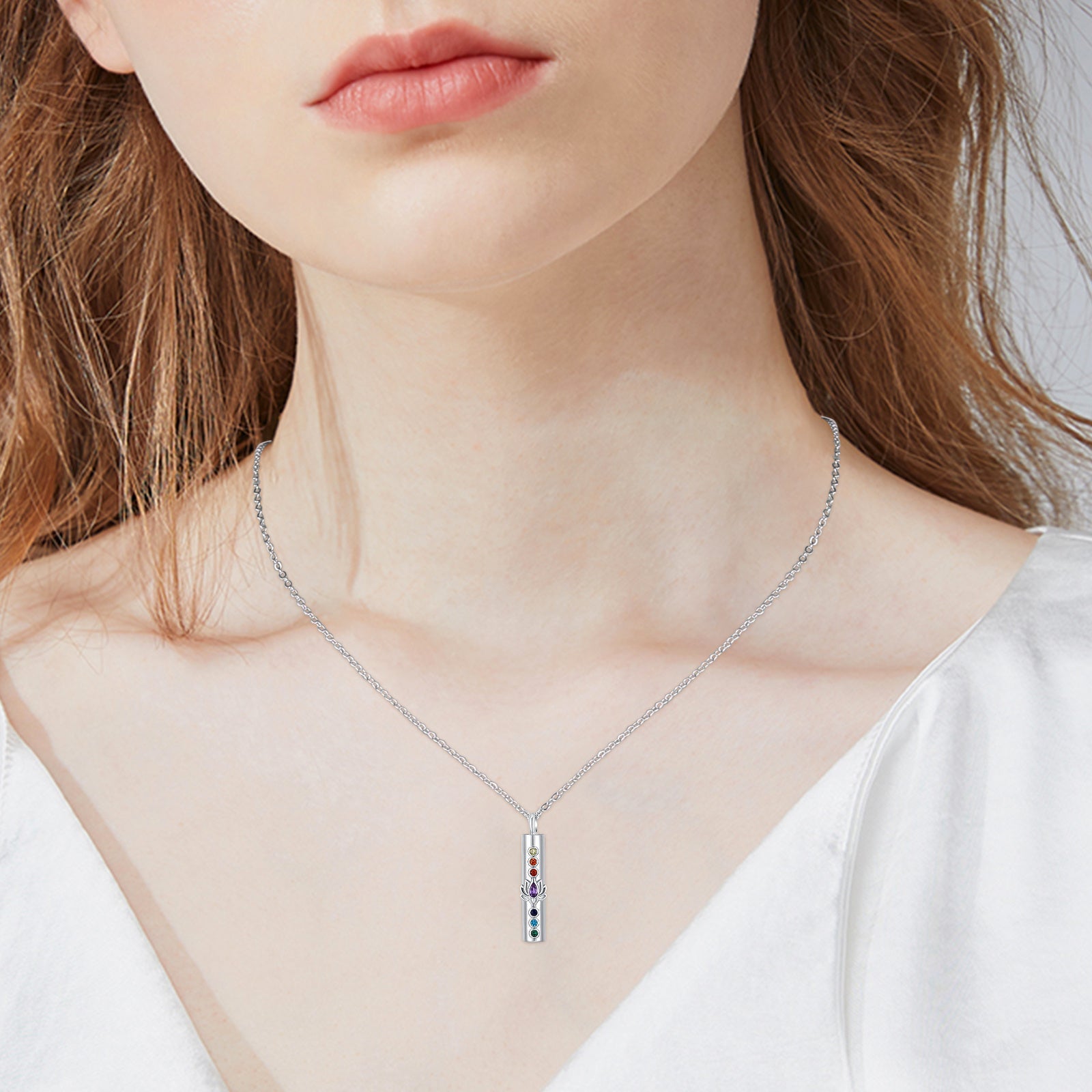 Lotus Flower Chakra Urn Necklaces for Ashes S925 Cremation Jewelry Gift for Women Girl by CJ