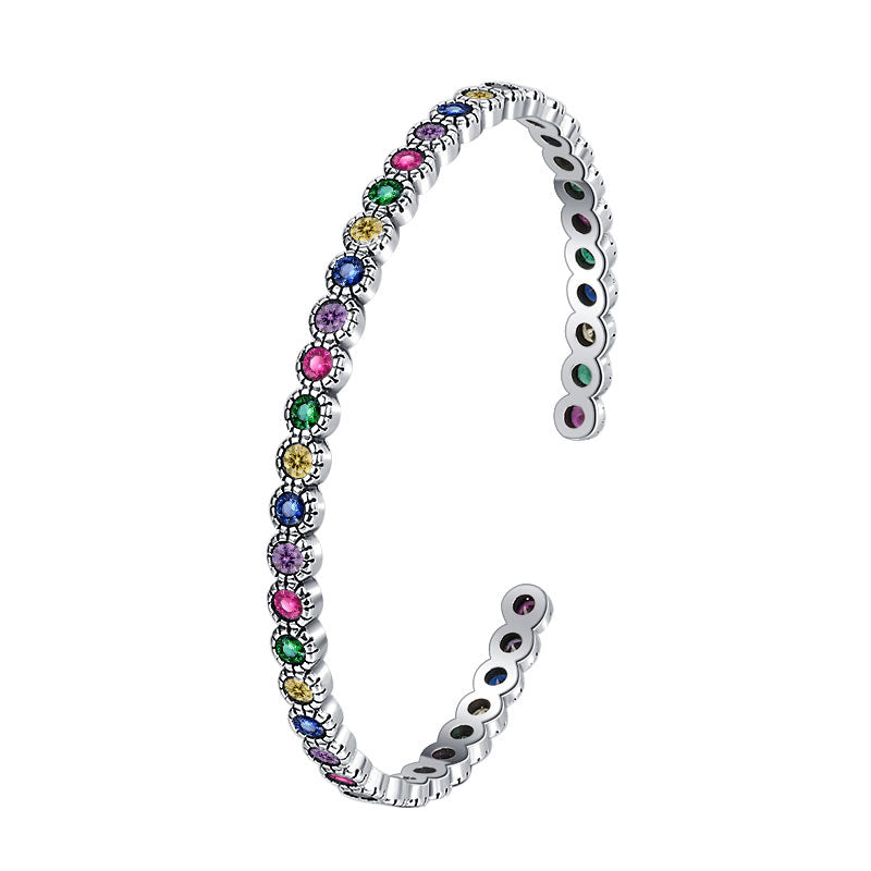 S925 Silver Heavy Industry Vintage Colorful Zircon Bracelet Contrast Graffiti Bracelet - 4 - https://x.com/titan_prim62775J