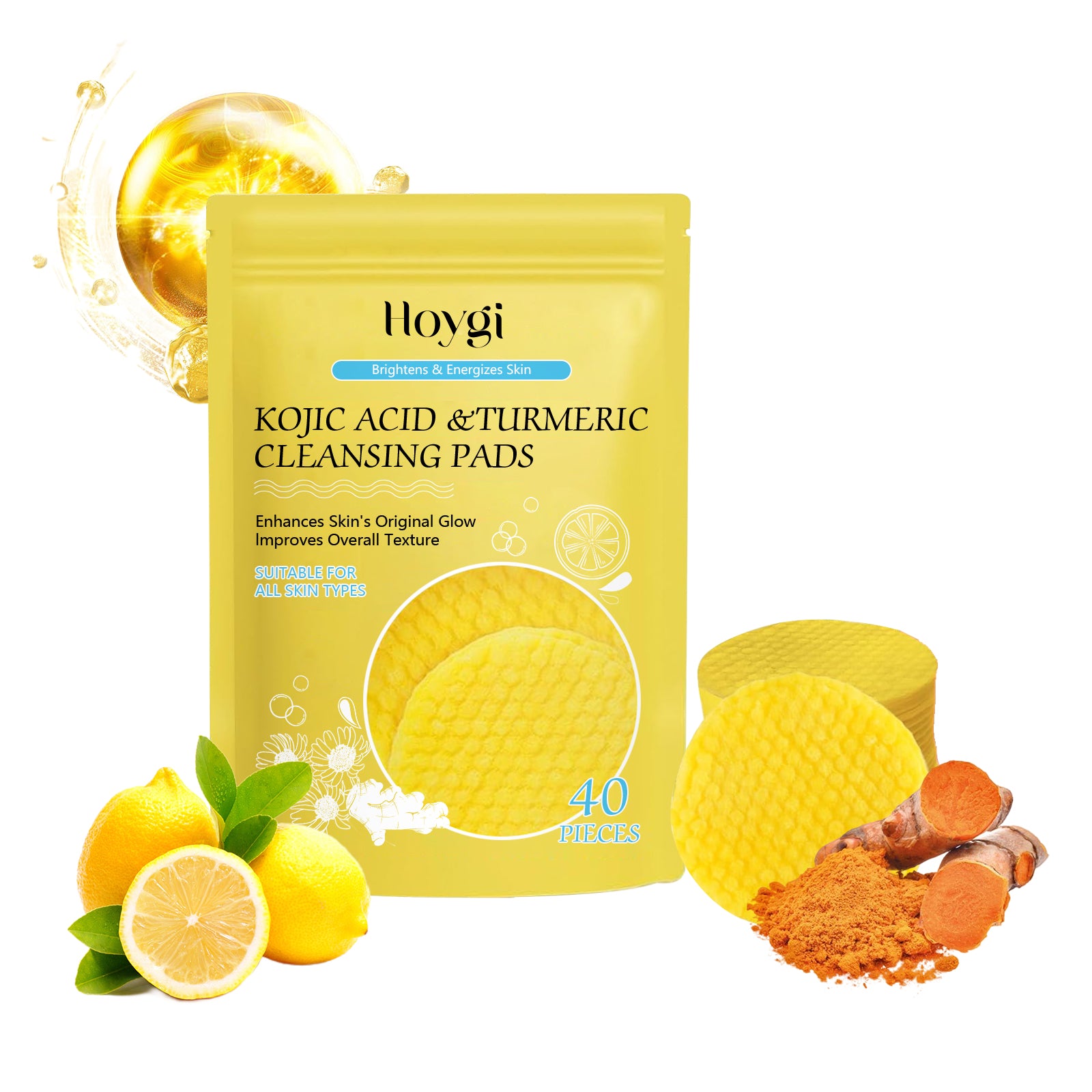HOYGI Turmeric Acid Cleansing Pad Face Skin Pore Cleansing Makeup Remover Gentle Exfoliating Cleansing Pad - 5 - CJ