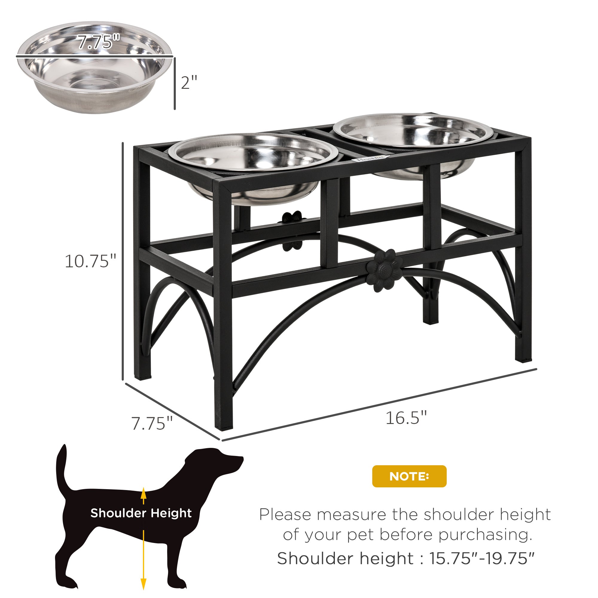 17" Double Stainless Steel Heavy Duty Dog Food Bowl Elevated Pet Feeding Station - 5 - CJ