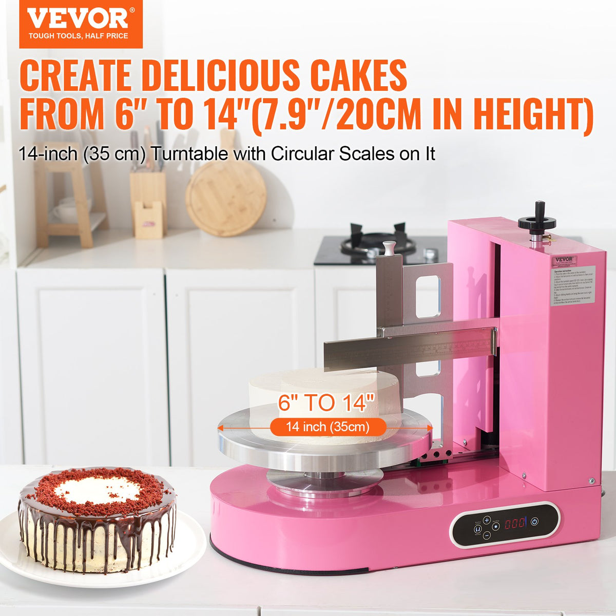Cake Decorating Machine Cake Frosting Spreading For 6' To 14' Cake Pink