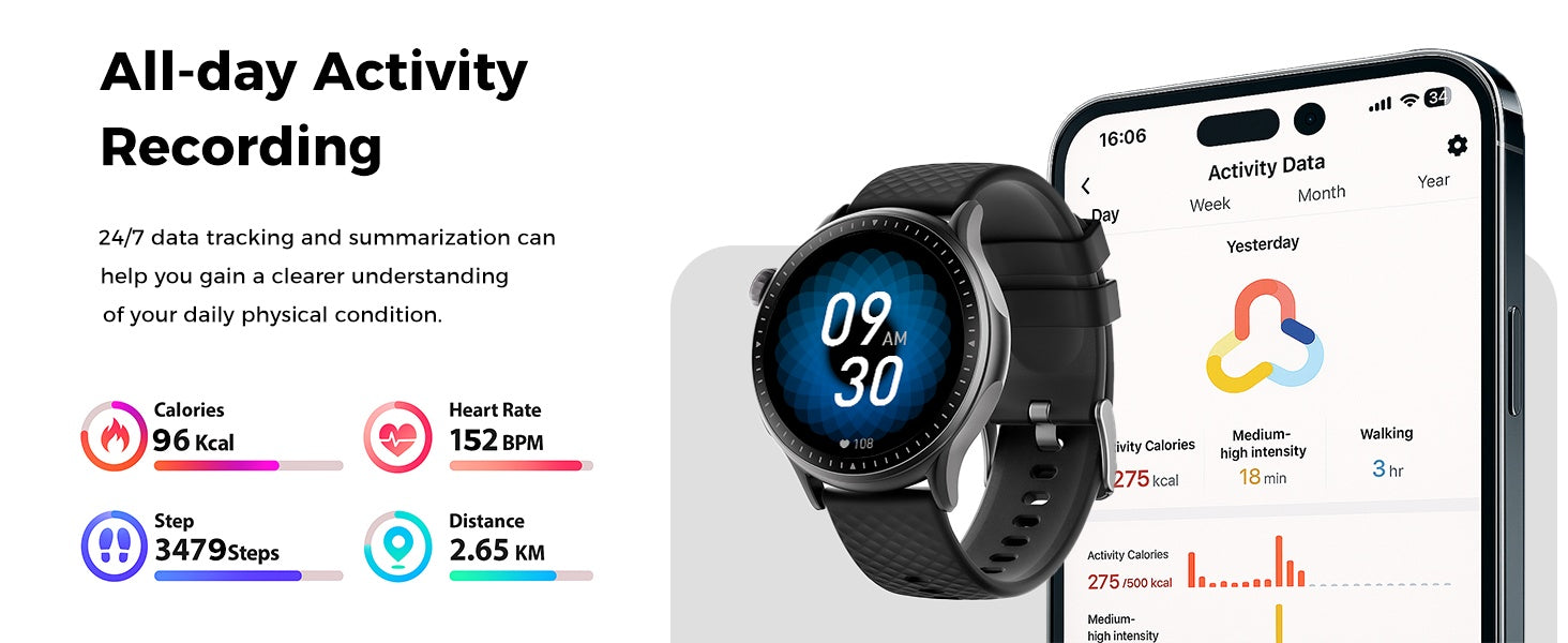 New 1.43 - inch Disc Smart Watch Fitness Tracker - 5 - CJ