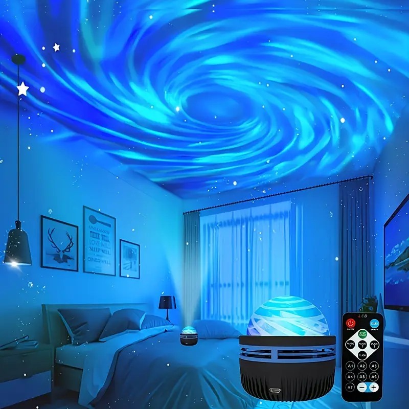 Aurora Starry Sky Projector-Blending Dreamy Aurora With Glittering Stars, 360 Degrees Rotating Projection -Immersive Romantic Atmosphere Creator For Bedrooms