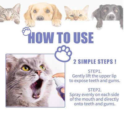 Yegebang Cat And Dog Teeth Cleaning Spray Pet Oral Cleaning Deodorizing Fresh Breath - 5 - CJ