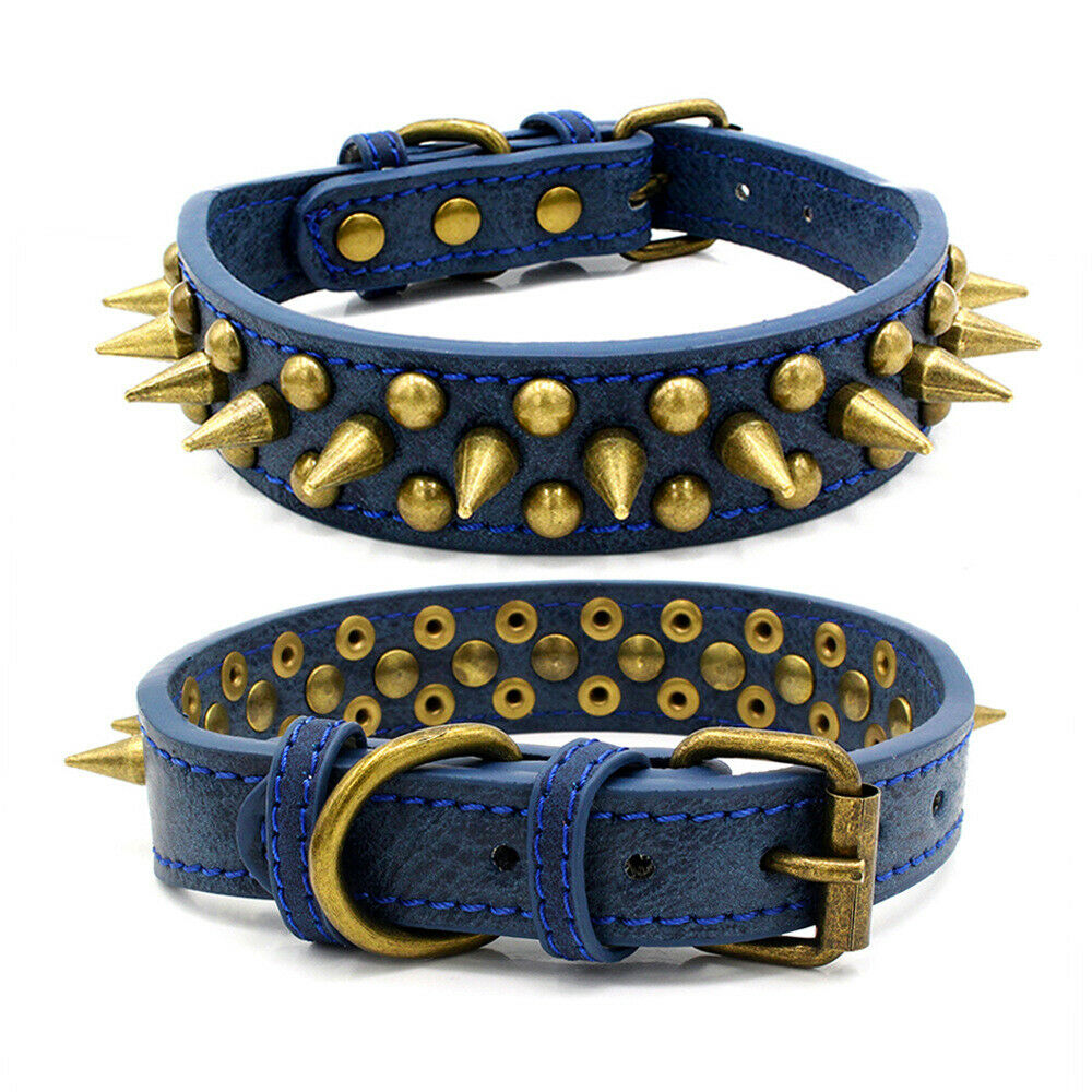 Retro Studded Spiked Rivet Large Dog Pet Leather Collar Pit Bull S - XL - 5 - CJ