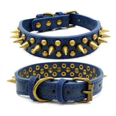 Retro Studded Spiked Rivet Large Dog Pet Leather Collar Pit Bull S - XL - 5 - CJ