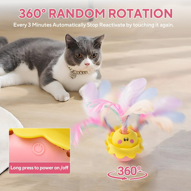 Interactive Automatic Cat Feather Toy, Rotating With LED Light, Rechargeable Electronic Chirping Toys For Indoor Cats. - 4 - CJ