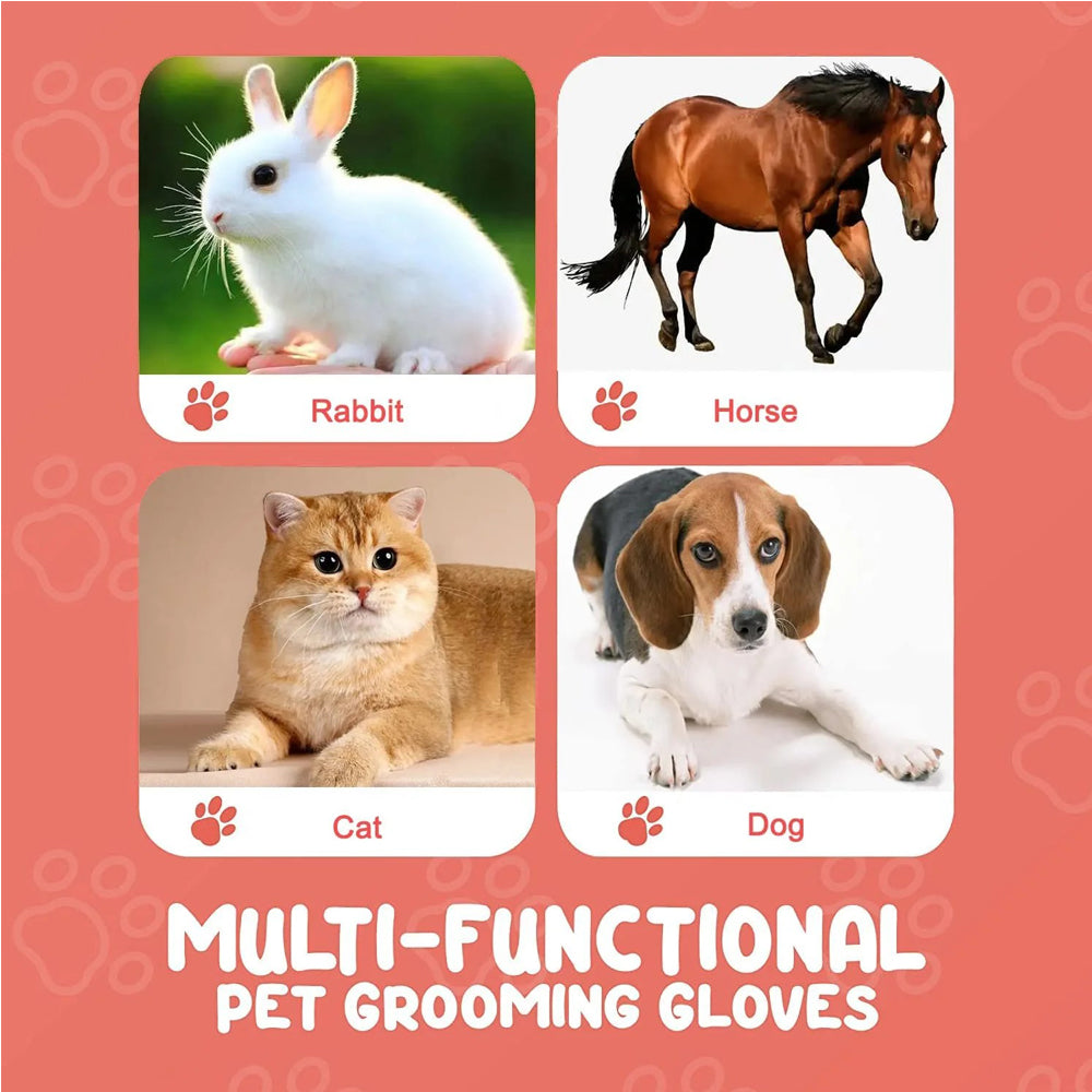 1 Pair Pet Grooming Cat Dog Rabbits Horse Gloves Pet Brush Glove Premium De - Shedding Glove - 5 - CJ