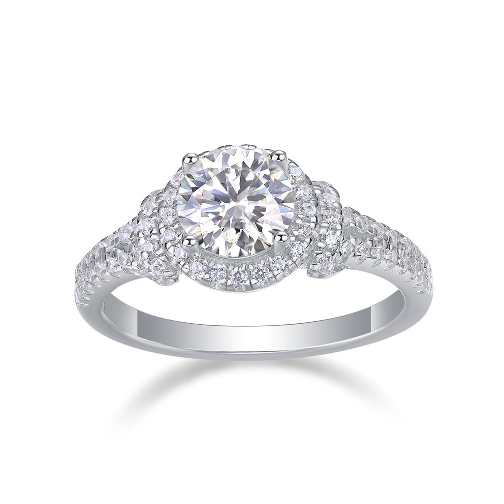Luxury Fashion Large Diamond Wedding Ring With Moissanite Silver Ring