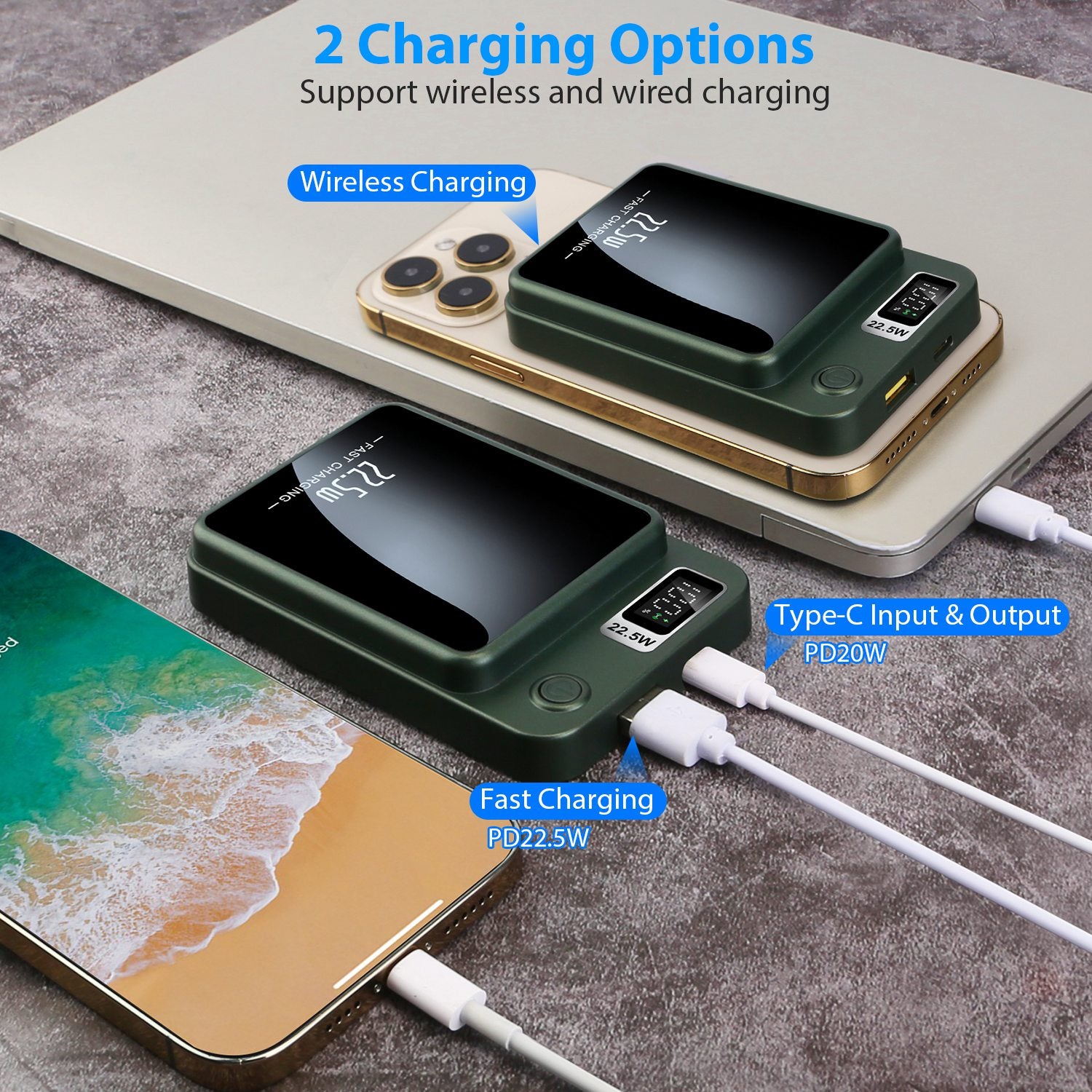 1Pc 2 In 1 Magnetic Wireless Power Bank 10000mAh PD20W Fast Charger MagSafe Wireless Power Bank Fit For IOS Phones IOS Phone 17 Series And More - 5 - CJ