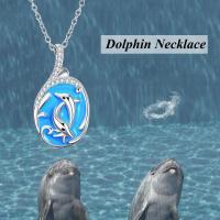 Dolphin Zircon 925 Silver Pendant Necklace for Women Girls