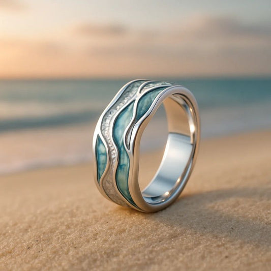 Beach Wave Series Ring Design Aurora Ocean Holiday Style Jewelry - 0 - CJ