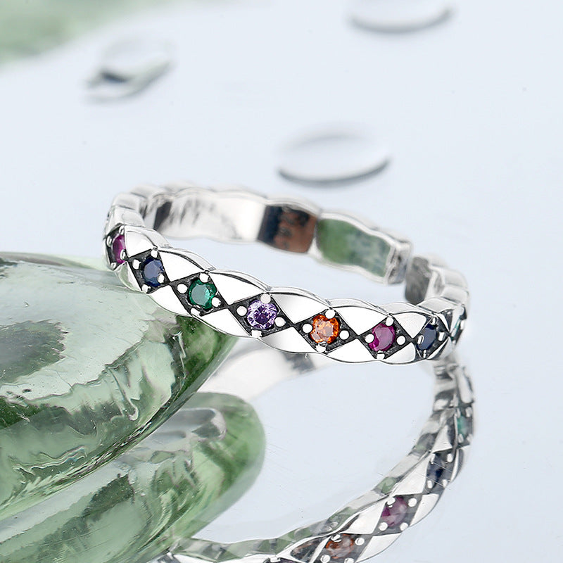 S925 Sterling Silver Luxury Small Fragrant Rhombic Ring Fashion Personality - 4 - https://x.com/titan_prim62775J