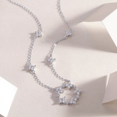 1Iris Flower Luxurious Fashion Diamond Pendant Necklace Set With Mosan Diamond Silver Ornaments Prohibit TikTok sales - 5 - CJ