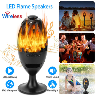 1Pc LED Flame Speakers Torch Wireless Speaker Waterproof Stereo Bass Speaker Outdoor Light - Up Speaker Atmosphere LED Flickers Night Light Patio Stake Lights Lantern For Party Camping - 5 - CJ