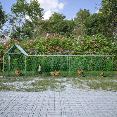 Metal Chicken Coop,Walk - in Chicken Run,Poultry Chicken Hen Pen Cage,Rabbits Duck Cages,With Cover - 5 - CJ