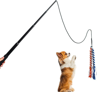Dog Extendable Teaser Wand Pet Flirt Stick Pole Puppy Chasing Tail Interactive Toy For Small Medium Large Dogs Training Playing Exercise - 5 - CJ
