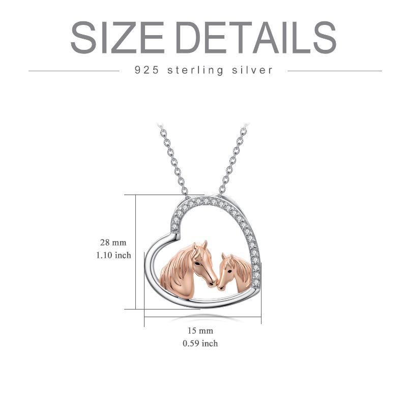 925 Sterling Silver Mama and New Horse Heart Mother Daughter Necklace for Women