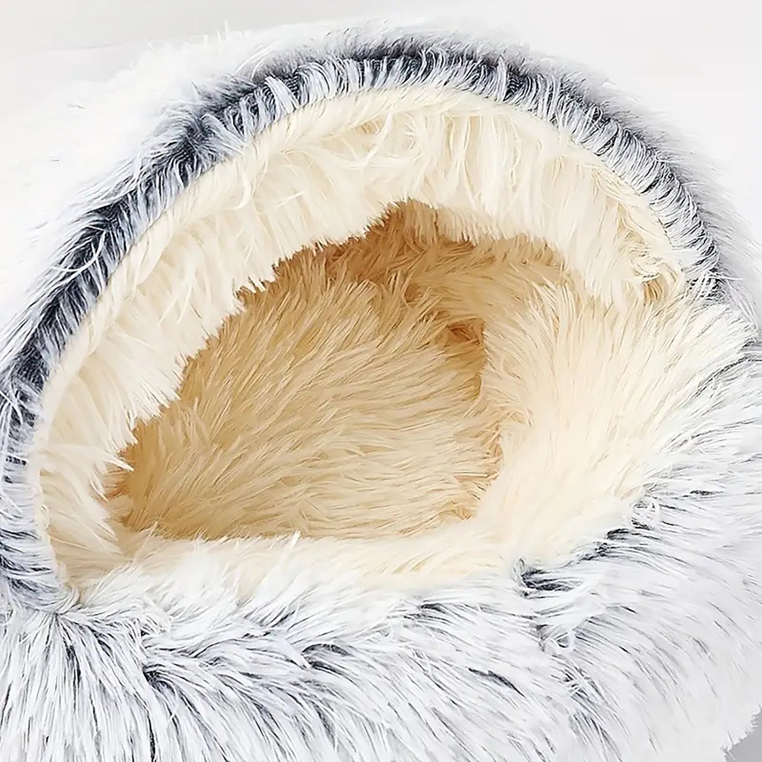 Luxurious Plush Round Cat Bed Cat Bed Round Soft Plush Burrowing Cave Hooded Cat Bed Donut For Dogs Cats - Semi - Enclosed For Cozy Warmth, Easy - Clean Durable Design, Ideal For Winter Comfort - 5 - CJ