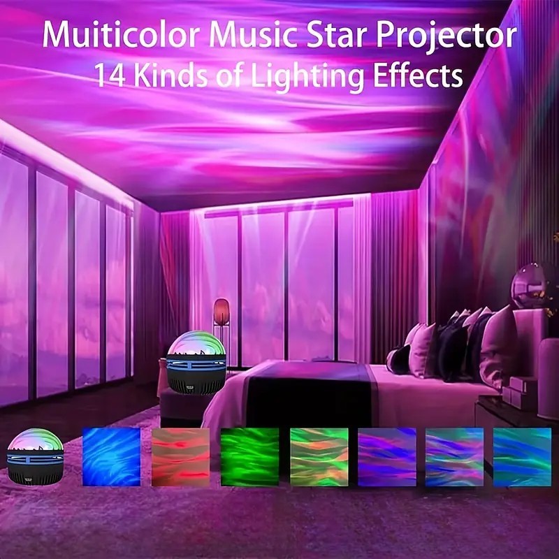 Aurora Starry Sky Projector-Blending Dreamy Aurora With Glittering Stars, 360 Degrees Rotating Projection -Immersive Romantic Atmosphere Creator For Bedrooms