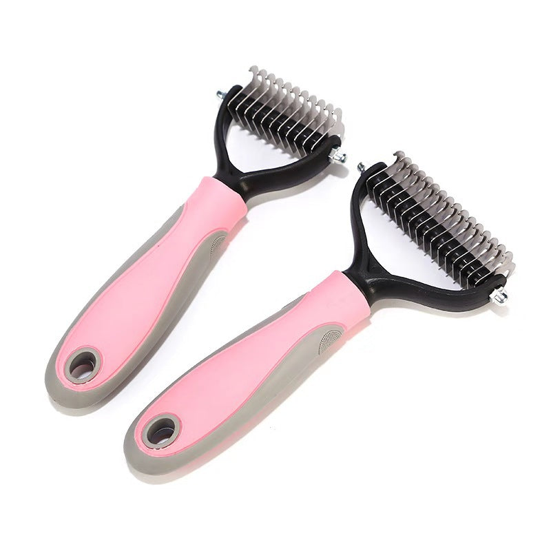 Stainless Double - sided Pet Brush Hair Removal Comb Grooming Dematting Dog Grooming Shedding Tools - 0 - CJ