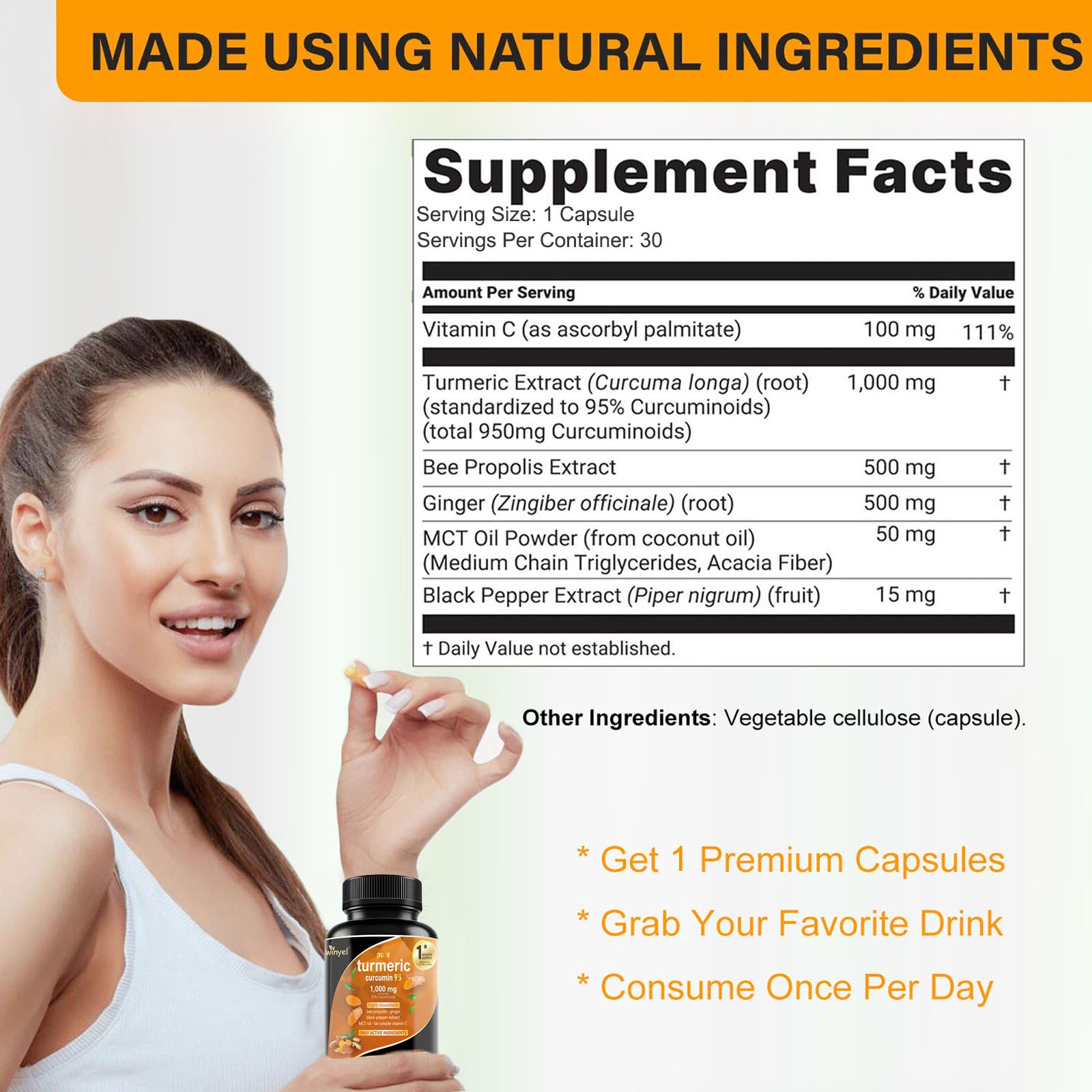 Premium Turmeric Curcumin Supplements 1000mg - Great Absorption Rate - Supports Heart, Brain And Joint Health - 60 Capsules - 5 - CJ