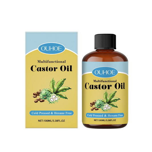 OUHOE Organic Castor Oil, Moisturizes And Hydrates Hair, Eyebrows, Skin, Body Multi - Effect Care Gentle Massage - 5 - CJ