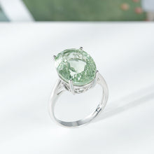 Luxury Retro 925 Sterling Silver Ring Large Grain Natural Green Amethyst Gemstone Inlaid Ring - 4 - CJ
