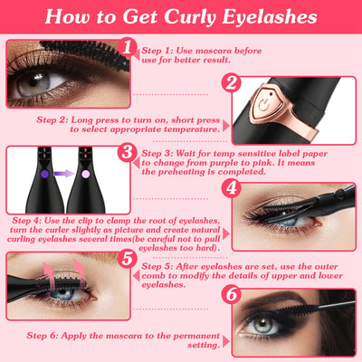 1Pc 2 In 1 Clip Comb Heated Eyelash Curler Electric Mini Lash Curler Natural Eye Lash Makeup Tool With 3 Temp Settings 15Mins Shutdown - 5 - CJ