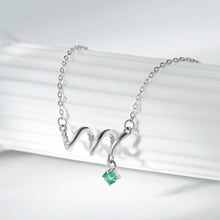 Fashion ECG Necklace Versatile Women's Jewelry Simple S925 Silver Set Emerald Pendant Collar Chain - 4 - CJ