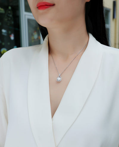 1Small Square Diamond - A Fashionable And Luxurious Diamond Jewelry Piece Set With 2 - carat Moissanite S925 Sterling Silver And Platinum - plated Pendant Prohibit TikTok sales - 5 - CJ
