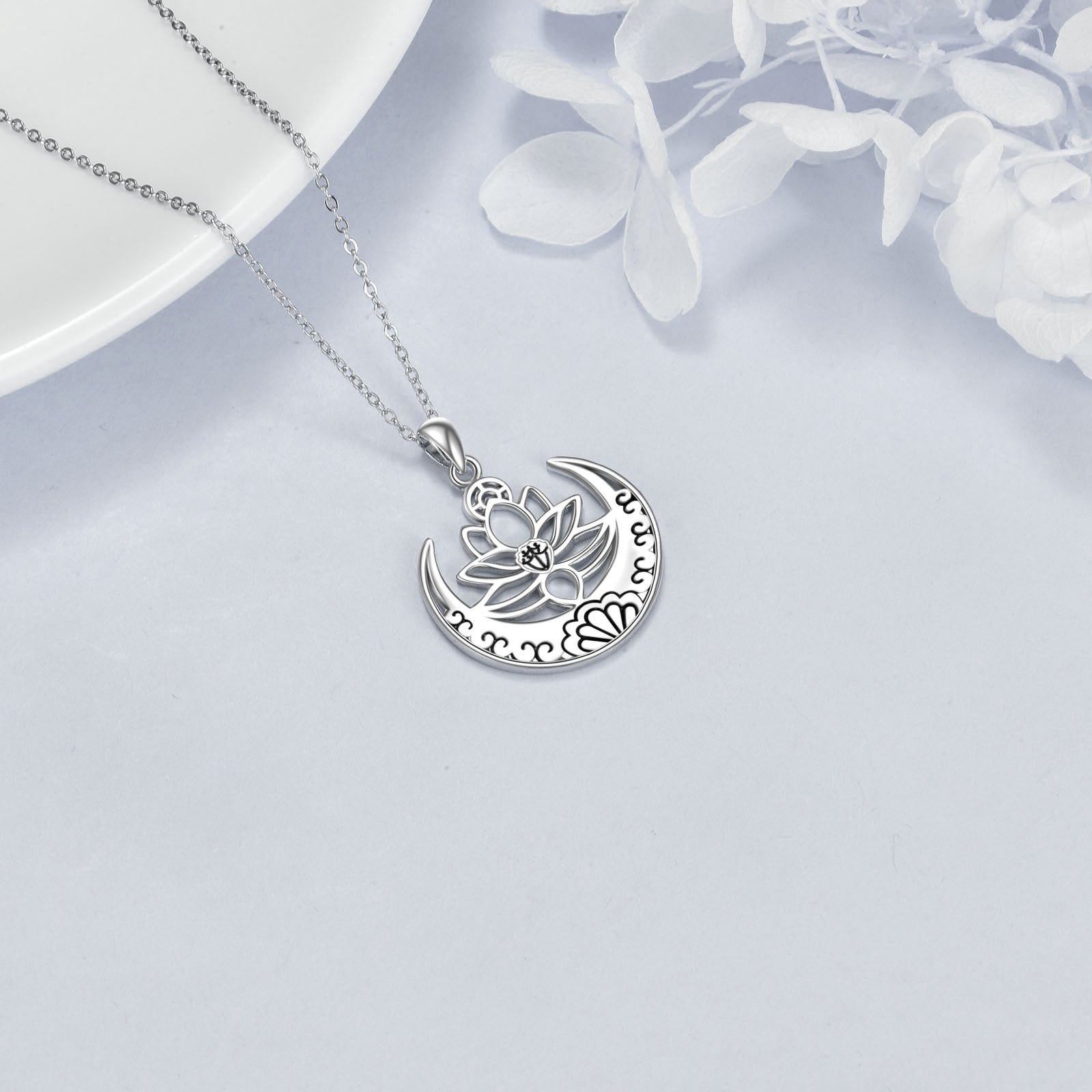 Lotus Flower Symbol Yoga Necklace Sterling Silver Sanskrit Symbol  Balancing Jewelry