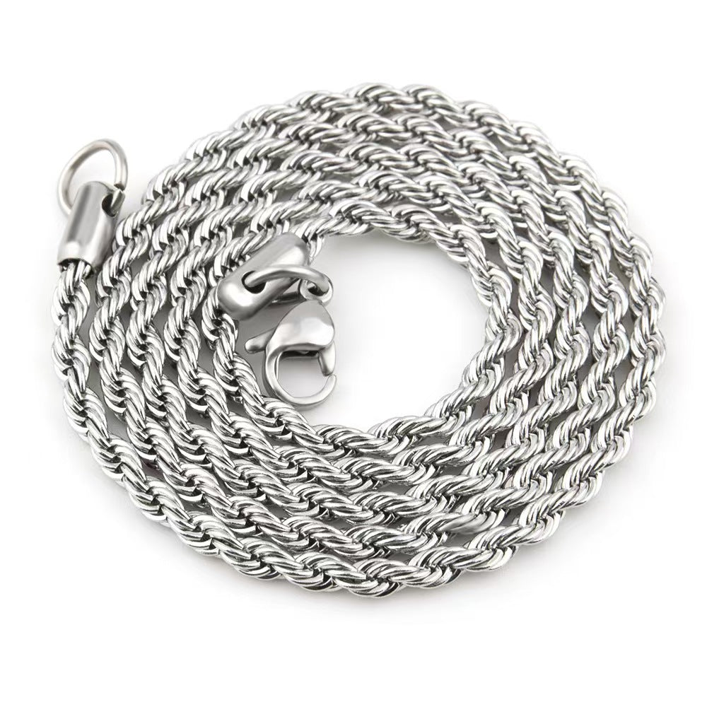 1pc Stainless Steel Twist Chain Necklace,Daily Wear Essential,Ideal Gift For Jewelry Enthusiasts And Crafters - 5 - CJ