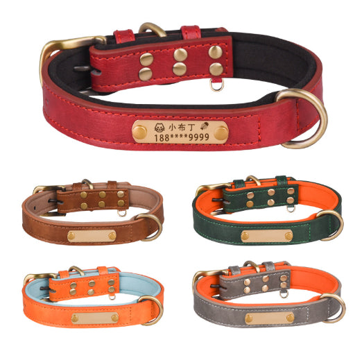 Breathable Dog Collar Retro Leather Dog Leash - 7 - CJ