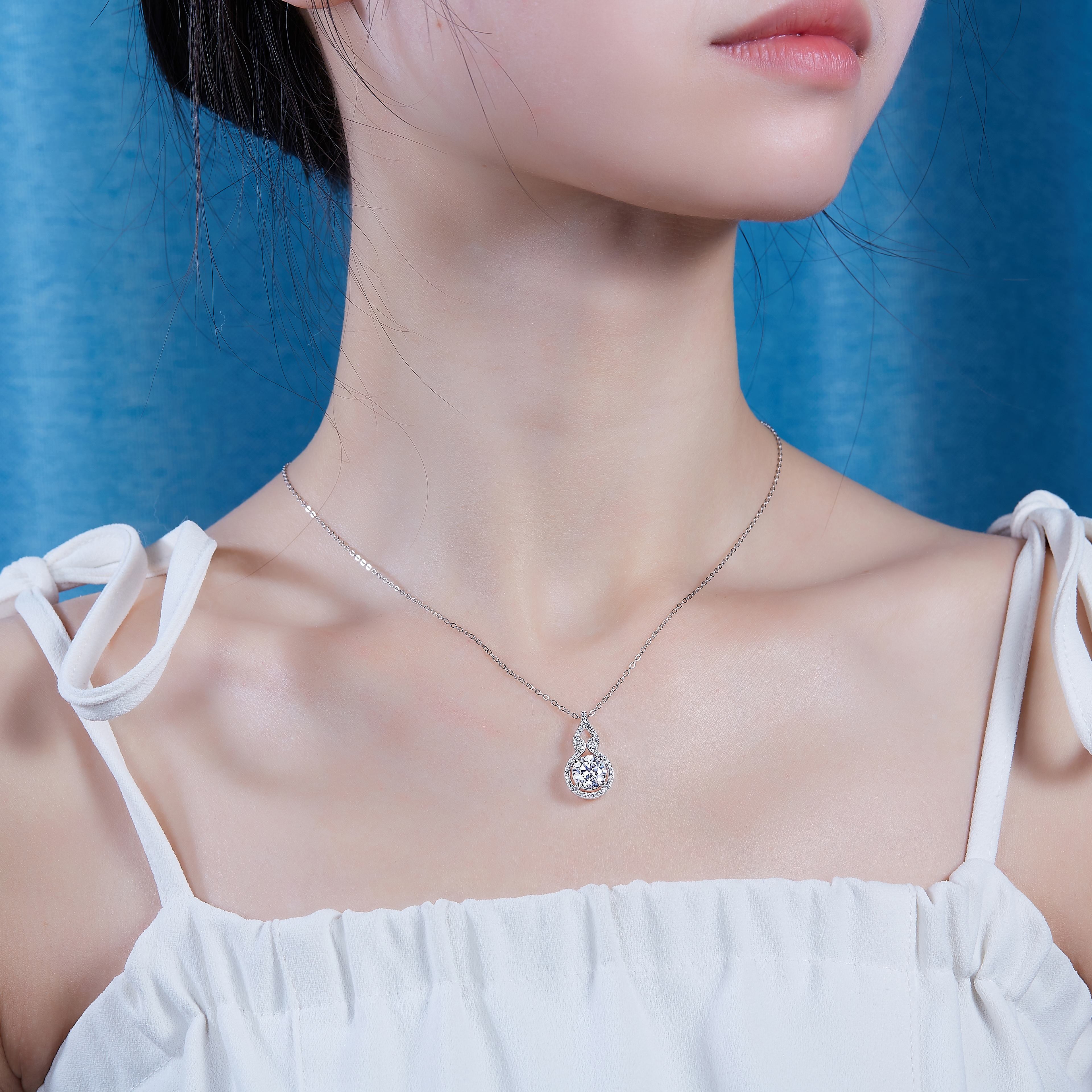 1Curve - A Fashionable And Luxurious Diamond Jewelry Pendant Set With 2 - carat Moissanite S925 Sterling Silver And Platinum Plating Prohibit TikTok sales - 5 - cj
