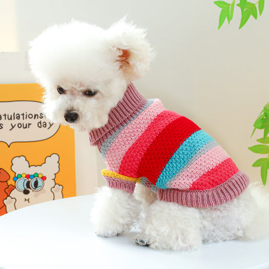 Pet Ring Comfortable Color Stripes Colorful Sweater - 0 - CJ