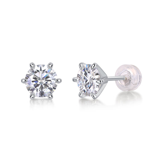 1Guardian Classic Six Claw Luxury Fashion Diamond Earrings Stud Set Mosan Diamond Silver Jewelry Prohibit TikTok sales - 5 - CJ