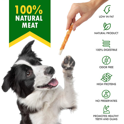 Dog Sticks Wrapped With Chicken & Pet Natural Chew Treats Grain Free Organic Meat & Human Grade Dried Snacks In Bulk For Training Small & Large Dogs - 5 - CJ