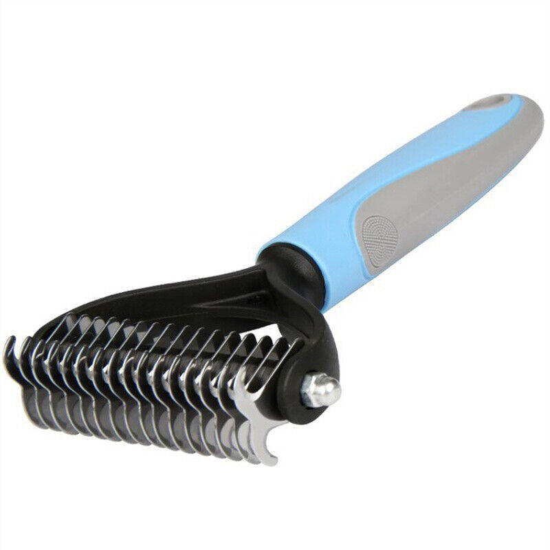 Grooming Brush For Pet Dog Cat Deshedding Tool Rake Comb Fur Remover Reduce 2 - Side Dematting Tool For Dogs Cats Pets Grooming Brush Double Sided Shedding And Dematting Undercoat Rake Hair Removal Comb - 5 - CJ