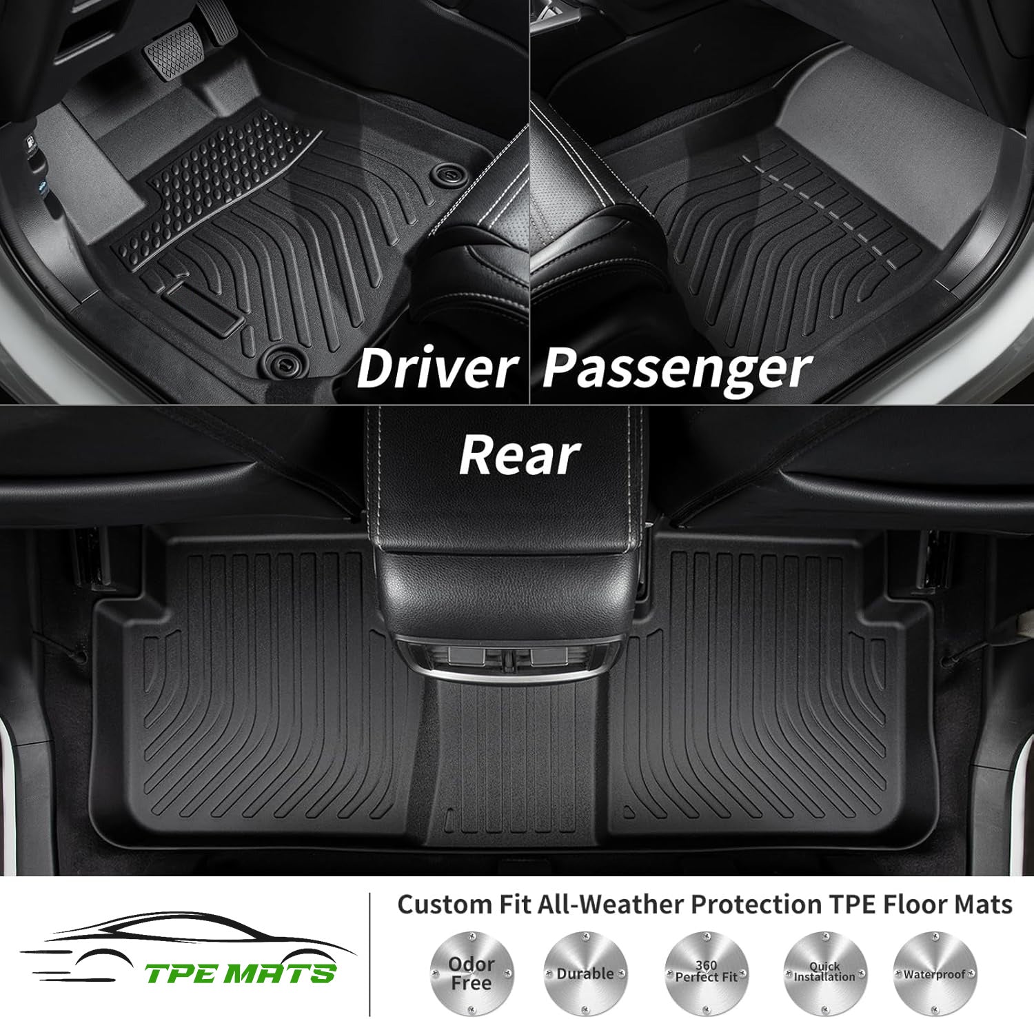Floor Mats Custom For Jetta 2019 - 2025 Waterproof Car Mats All Weather Guard Mats Heavy Duty TPE Automotive Floor Liners Accessories Front& Rear Row Full Set - Black - 5 - CJ