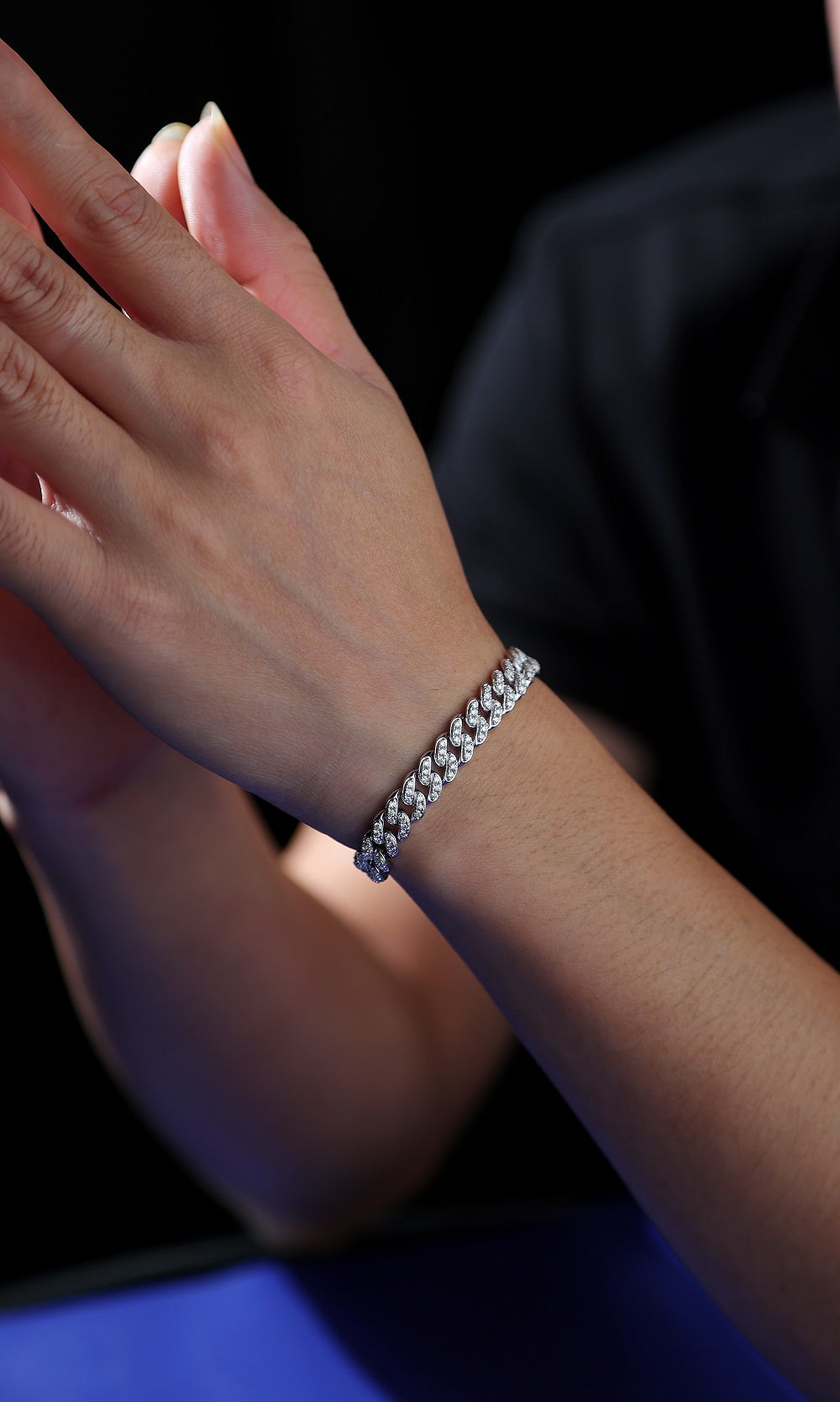 1The Light Of Faith Luxury Fashion Mossan Diamond S925 Silver Bracelet Prohibit Tk Sales - 5 - CJ