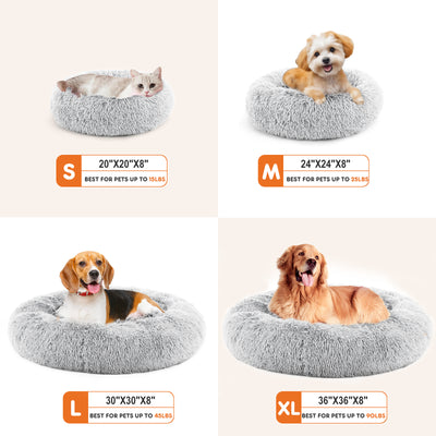 24 Inch Anti - Slip Round Fluffy Plush Faux Fur Cat Bed, Fits Up To 25 Lbs Pets - 5 - CJ